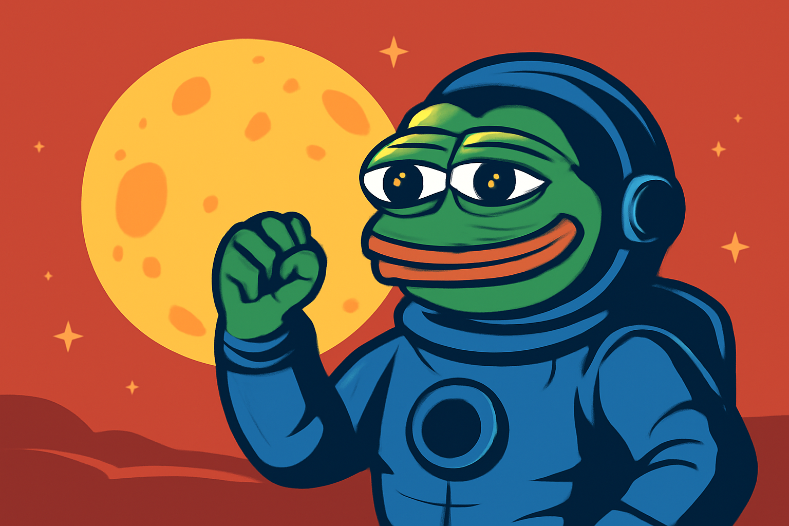 MoonPepe floating through space
